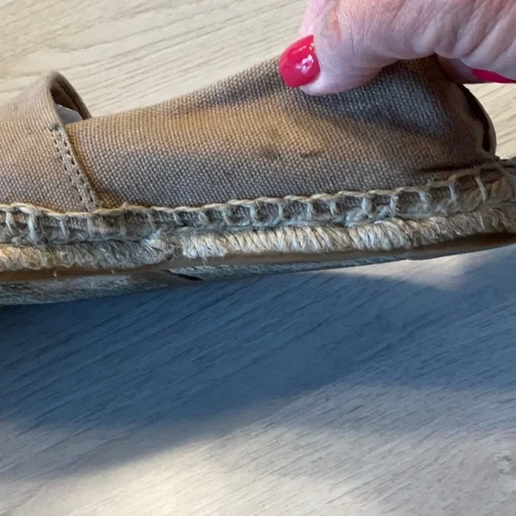 Tory Burch Color Block Espadrille Flat Canvas Tan Red- Size 7 Medium - Picture 14 of 16